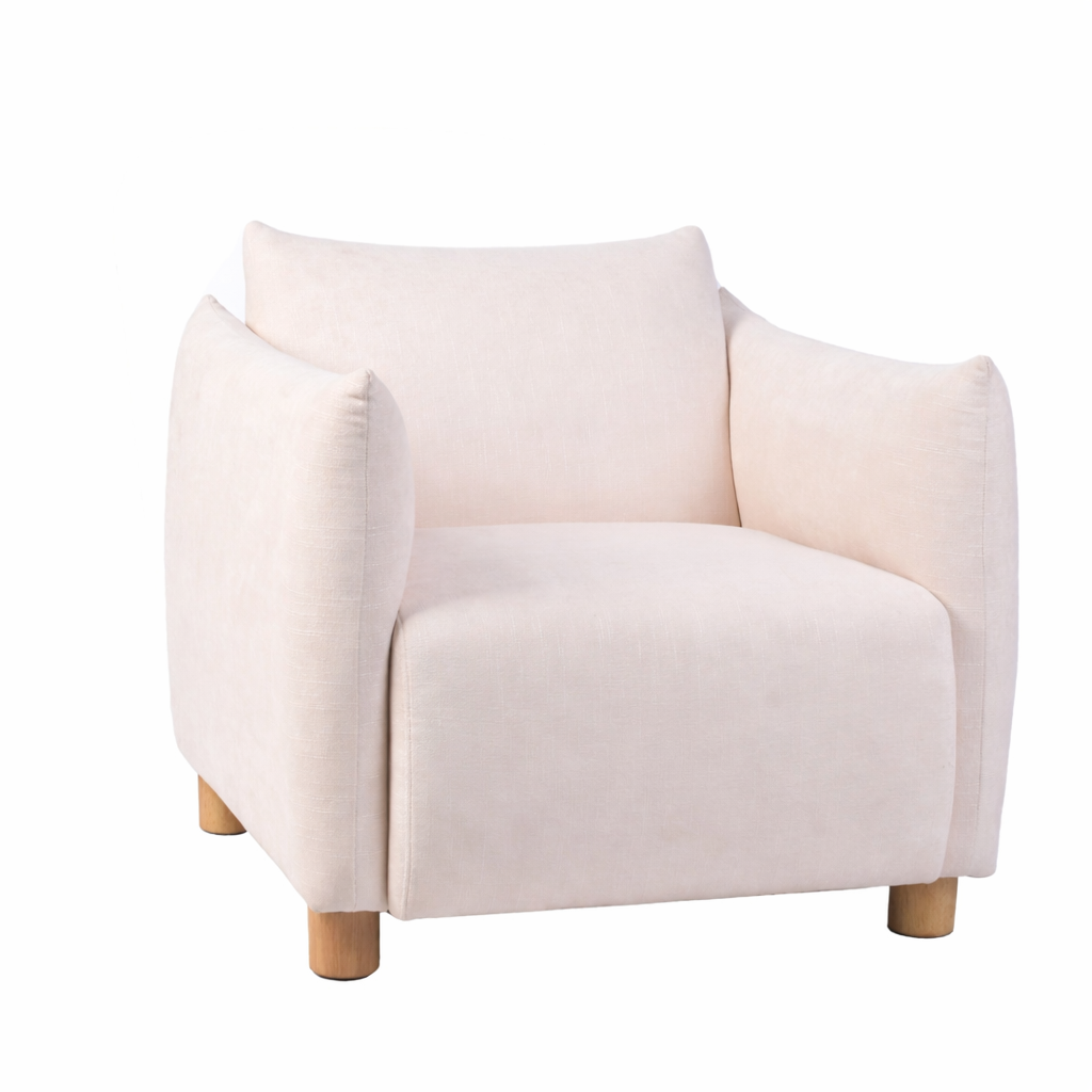 Fauteuil design en tissu crème
