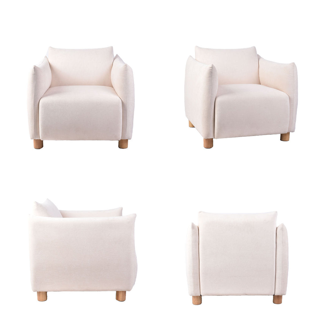 Fauteuil design en tissu crème