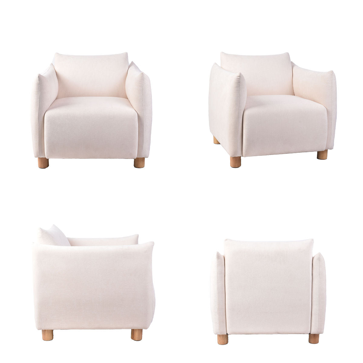 Fauteuil design en tissu crème